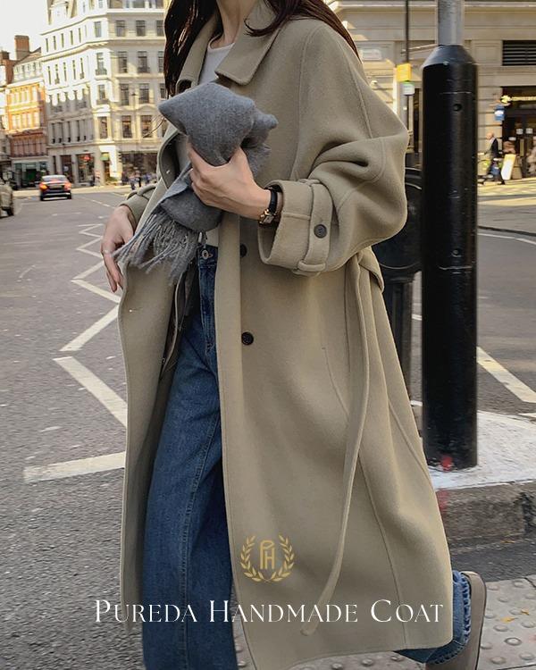 퓨어다 [Premium Wool 100%] 퓨어다 핸드메이드 코트 (ver.래글런 구스내피)