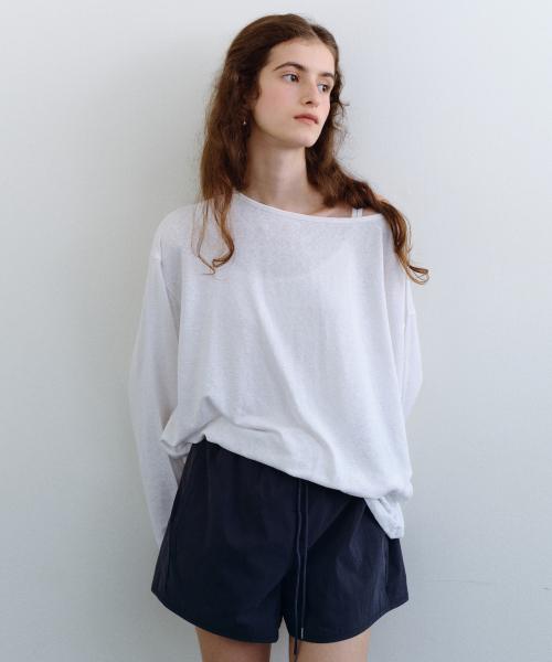 Linen loose boatneck t-shirt