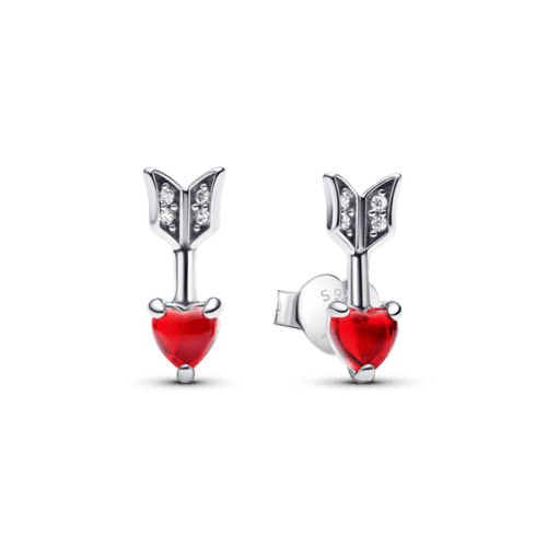 애로우 & 무라노 글라스 하트 스터드 이어링