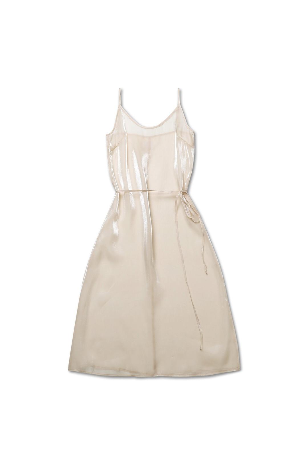 GLOSSY OGANZA STRAP DRESS CHAMPAGNE