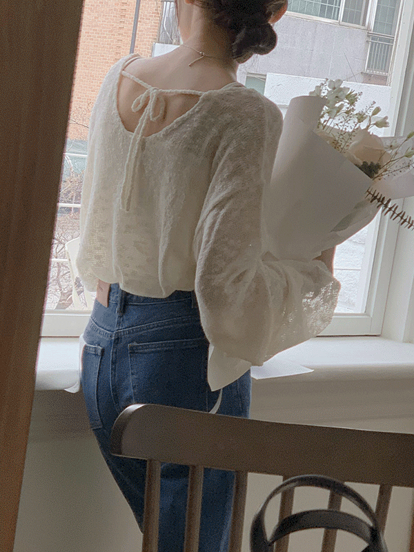 슬라브 백리본 여리핏 니트