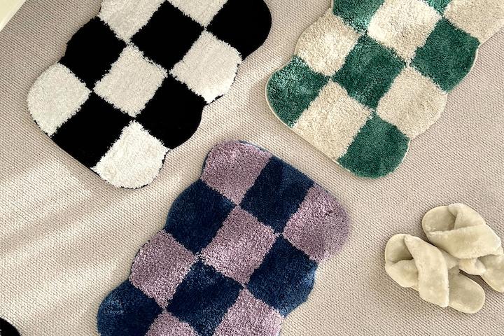 미드센츄리모던 체커보드 패턴 발매트 (3colors)