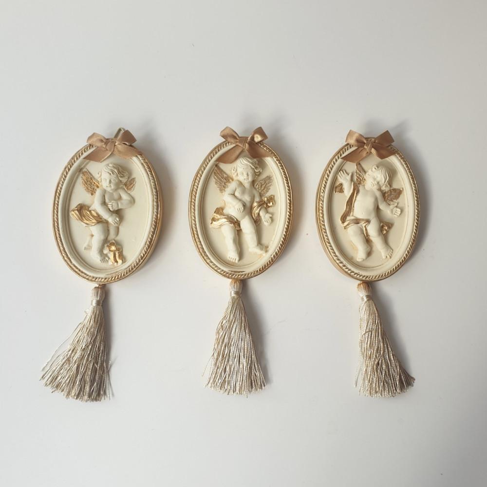 천사 아이보리 태슬 스몰 장식 엔틱 벽장식 앤틱 벽걸이 액자 3p세트