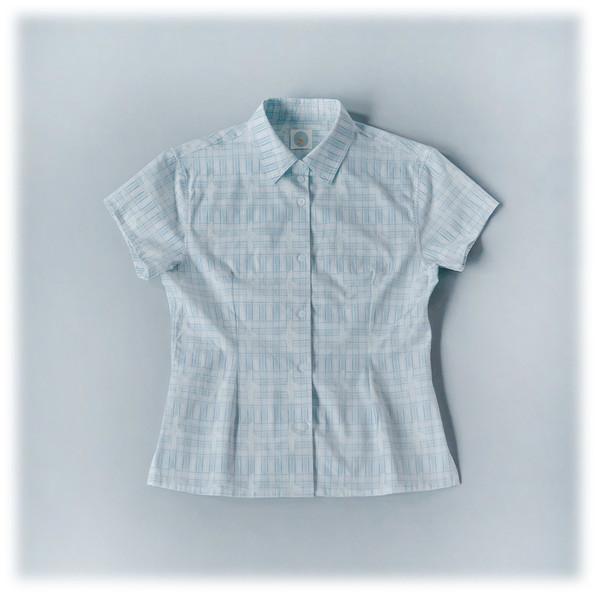 SHARP MOON CHECK SHORT SLEEVE SHIRT (BLUE)