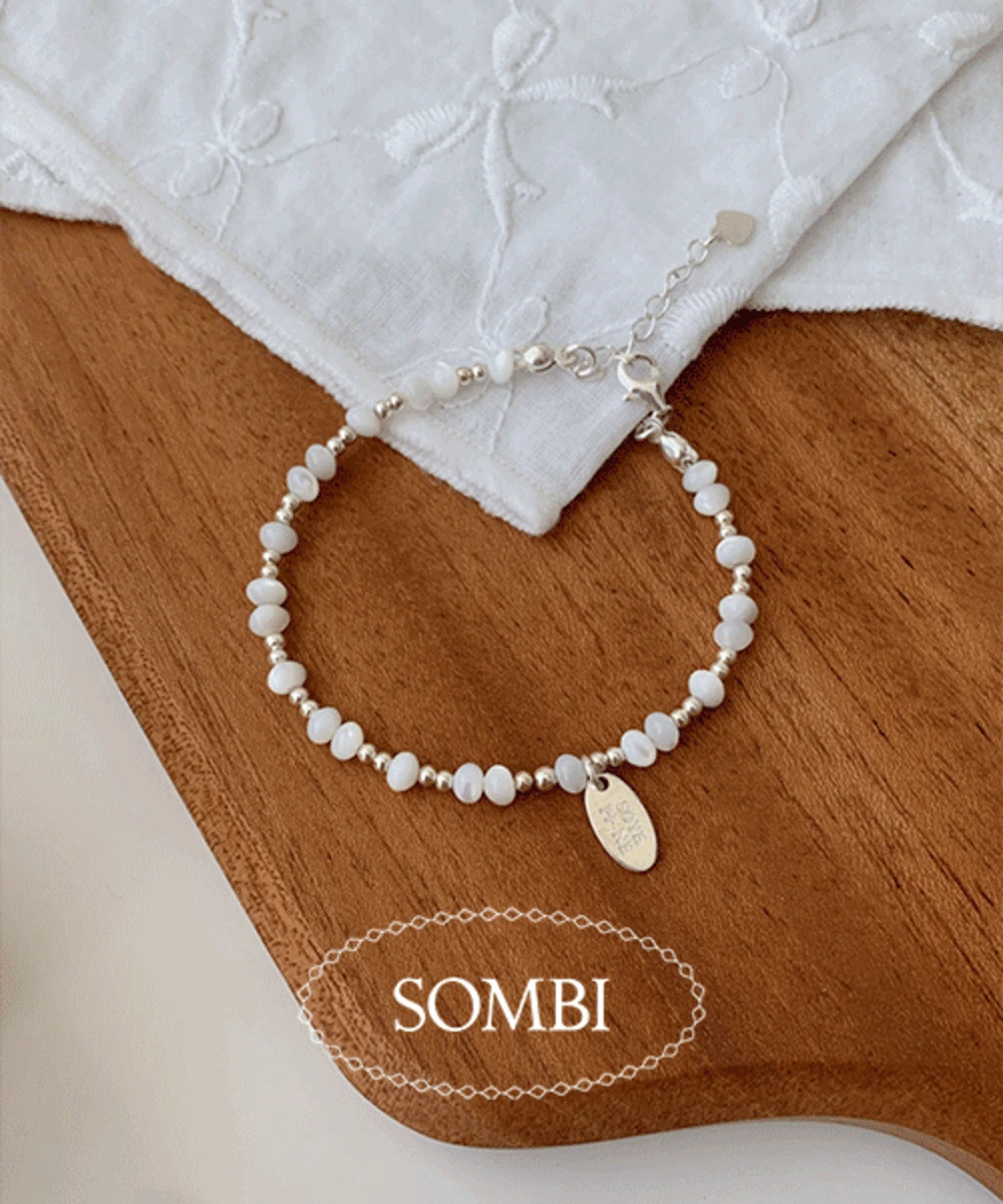 [SOMBI/silver925] 헤이 써클 자개 실버 팔찌