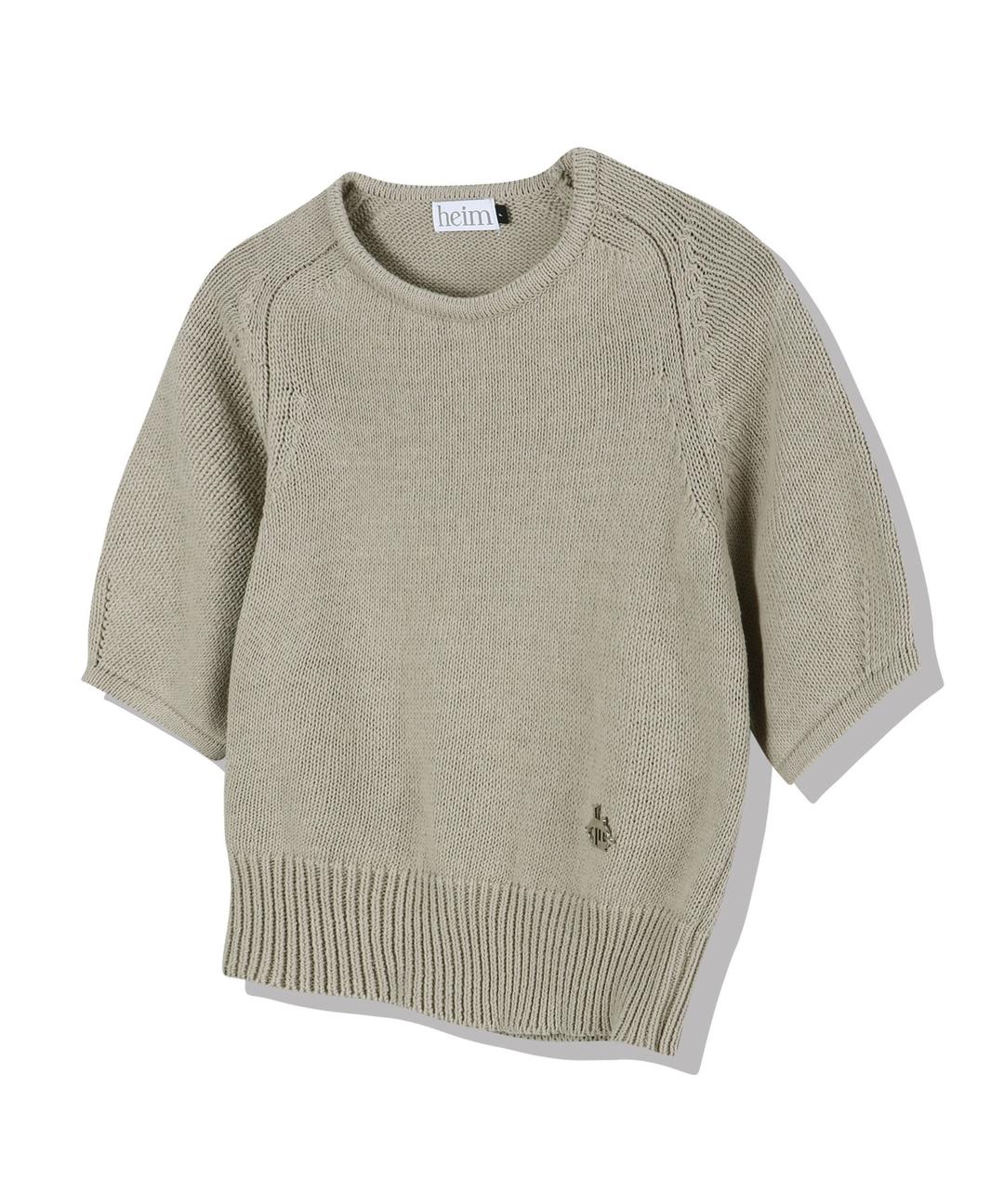 숏 슬리브 니켈 로고 니트 (베이지)