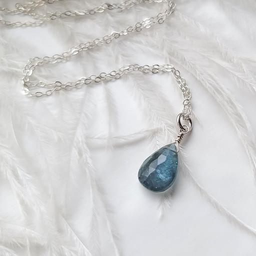 [여름추천] 천연 아쿠아마린 실버 목걸이