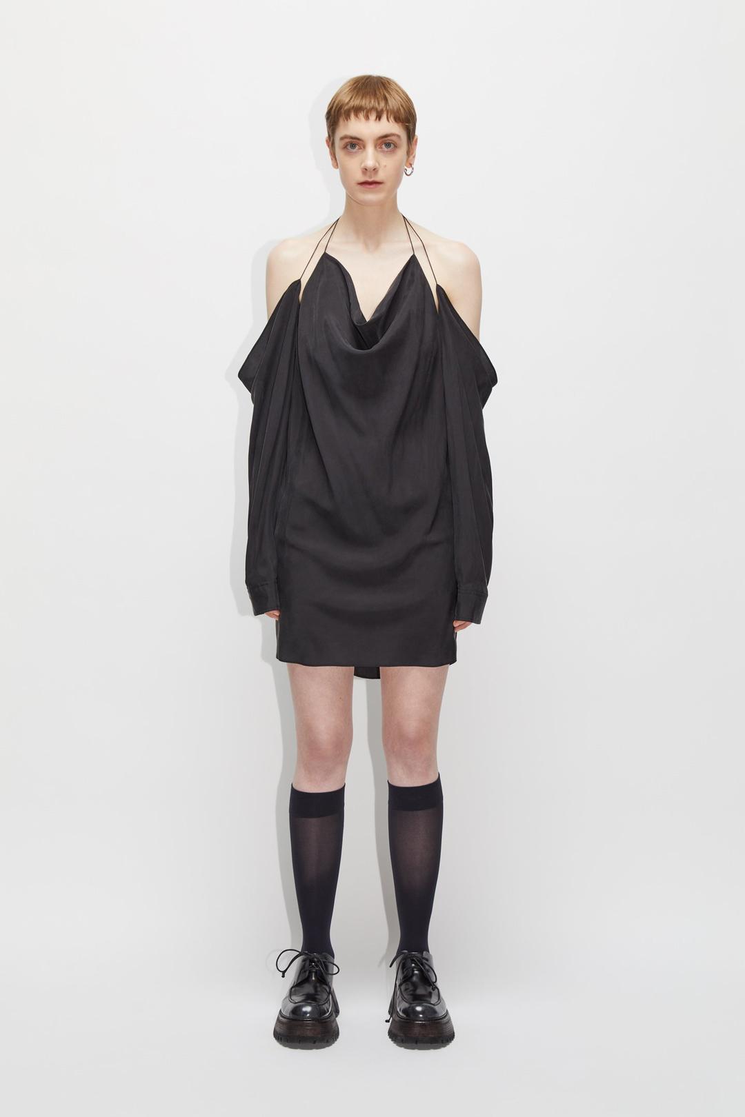 Mini Shirt Dress - Black / 34