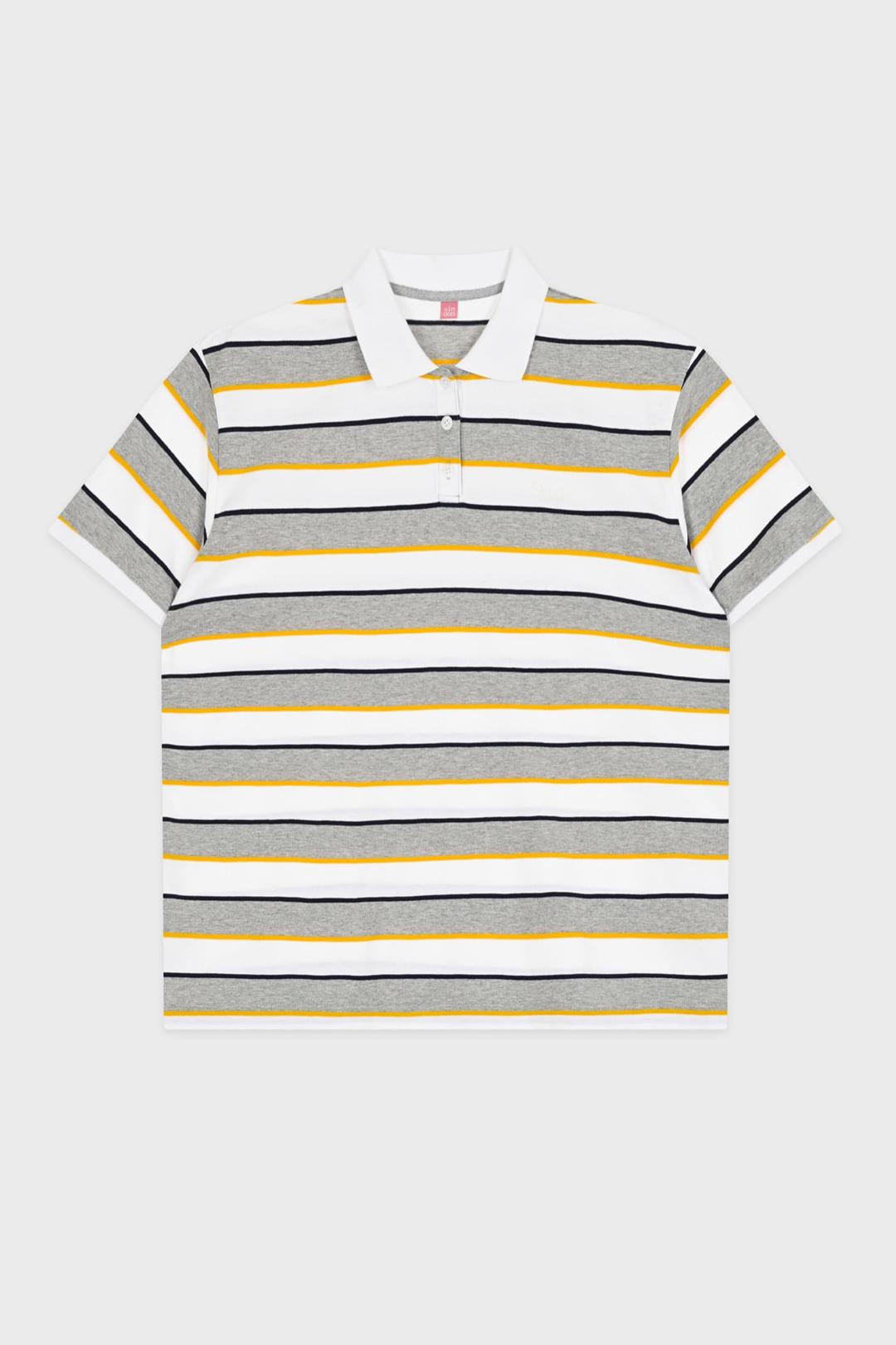 Bold Stripe Half Sleeve PK Shirt (Grey)