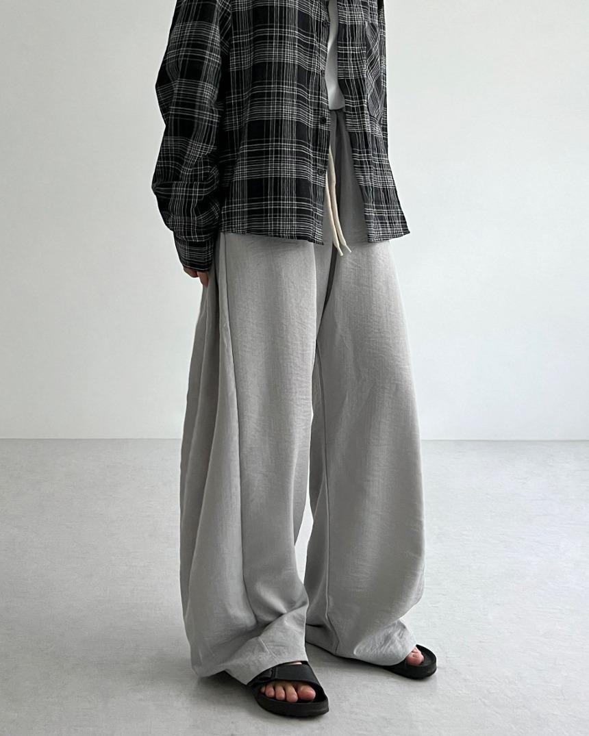 [unisex] 라온 린넨 사이드턱 와이드 슬랙스 (2color)