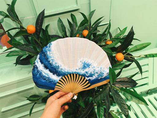 🌊 “바다를 조개품안에” 파도디자인부채 🌊