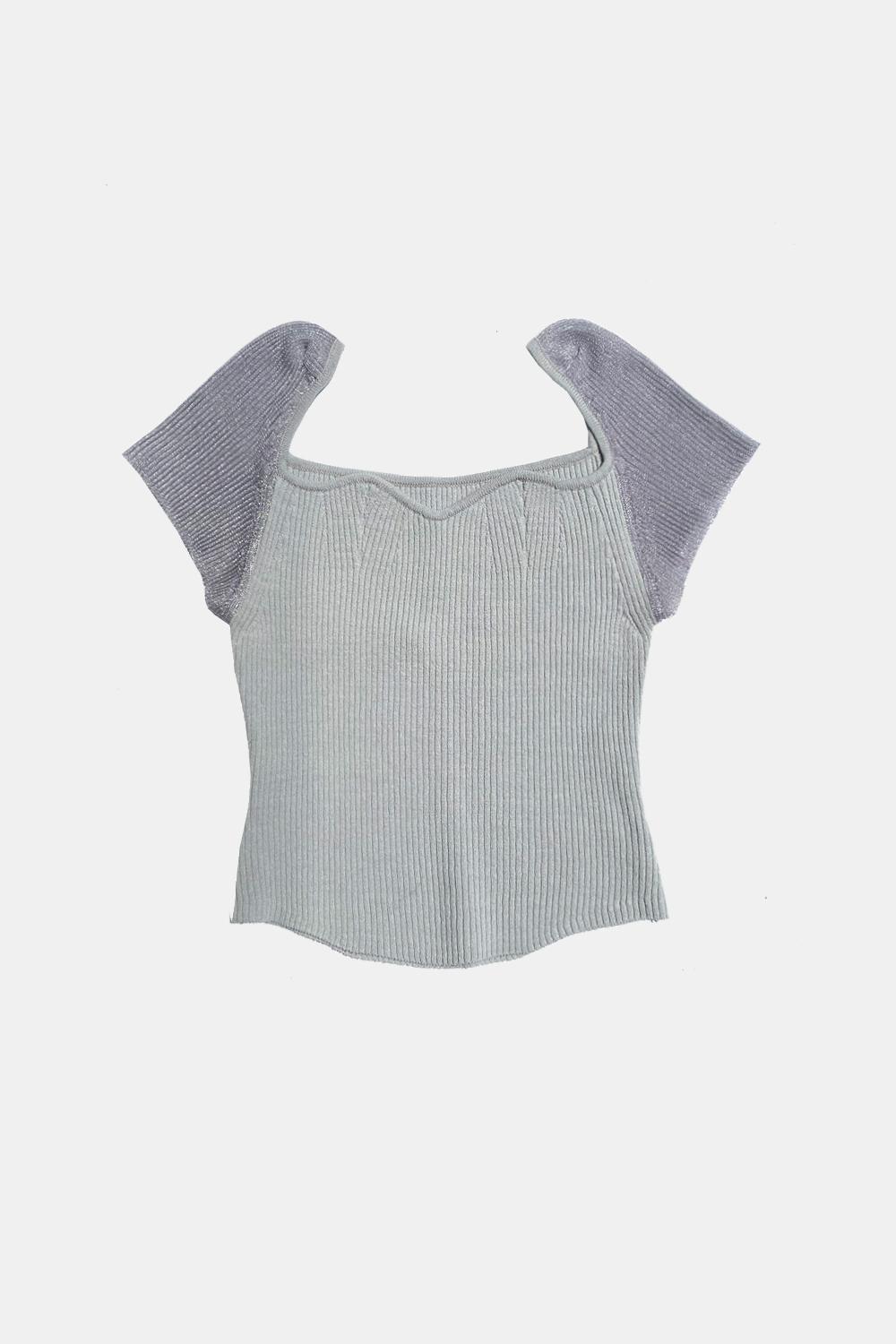 sheer sleeve knit blouse (mist)