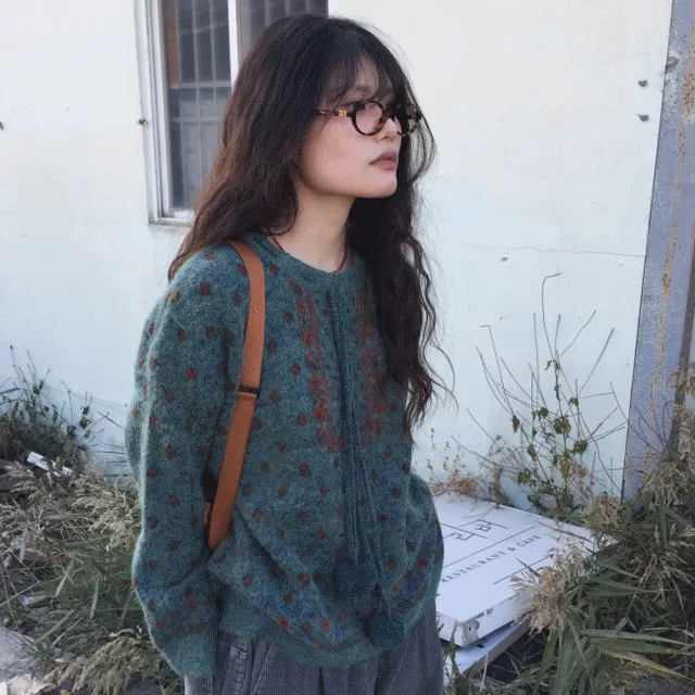 버블 에스닉 니트