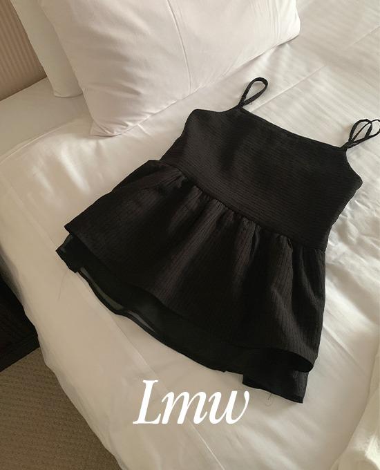 [클리어런스30%][휴가룩][무료배송][l.m.w] 쉬폰 레이어드 나시 셔링 블라우스 (bl)