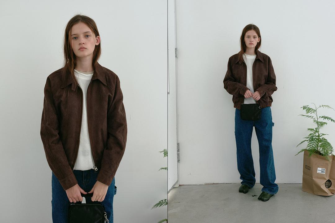Suede harrington jacket (brown)