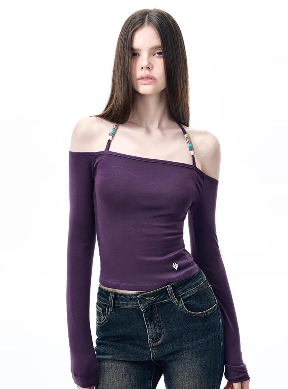 Bead Strap Off Shoulder Top (2color)