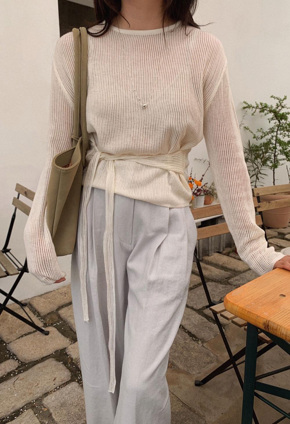 딘스 스트링 니트 - 크림