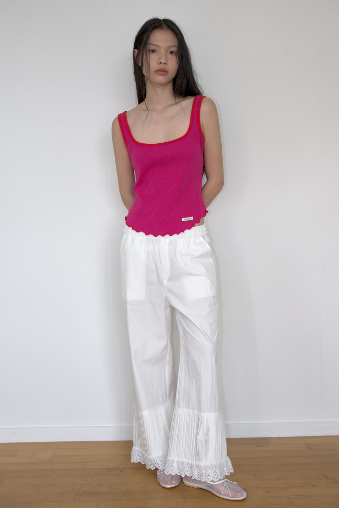 RIBBED SQUARE NECK SLEEVELESS_MAGENTA
