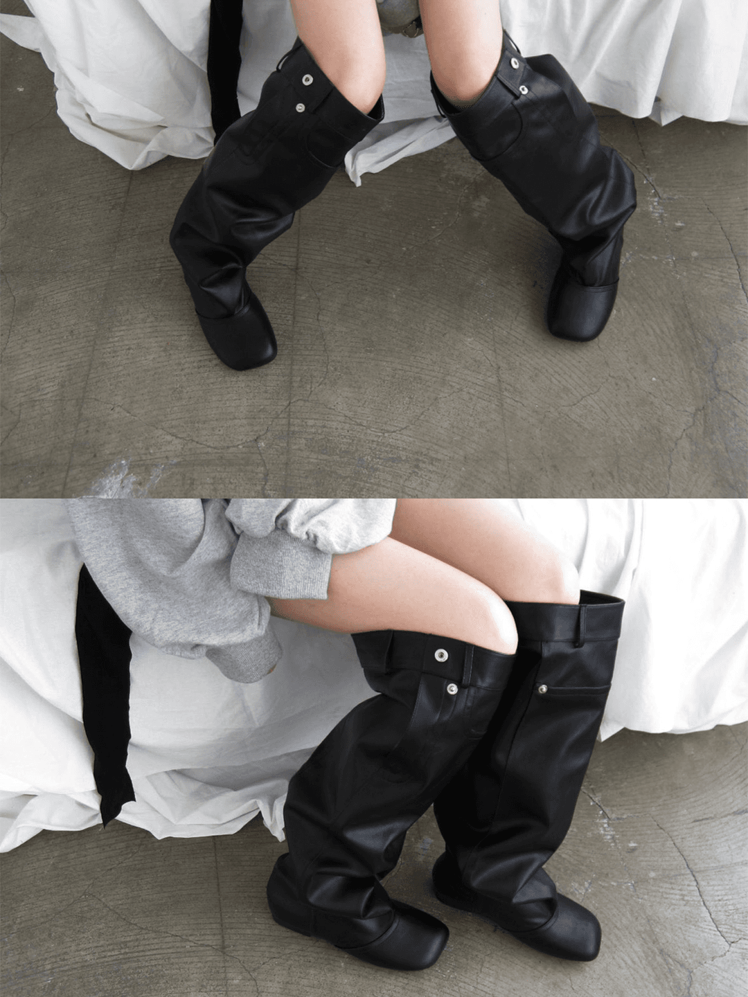 wide knee high leather boots