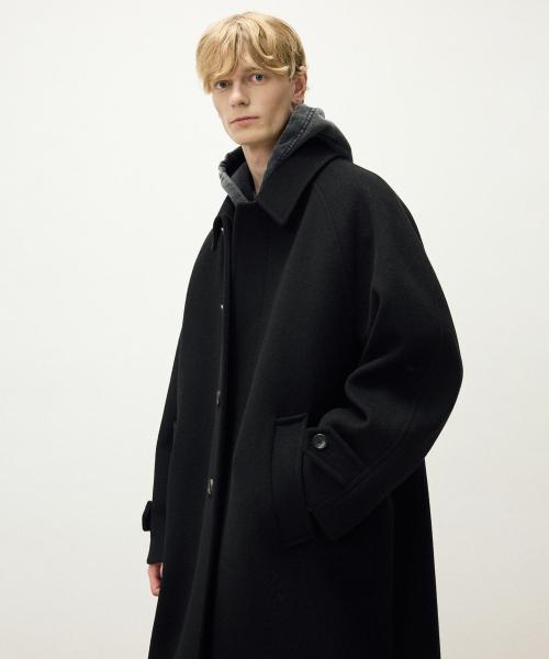 캐시미어 블렌드 스트럭처 발마칸 코트 블랙 IECO5F002BK