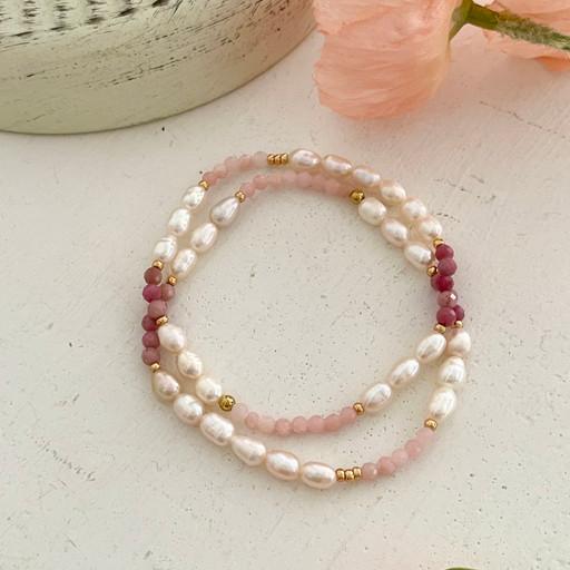 핑크믹스💗뉴트로 진주원석 팔찌