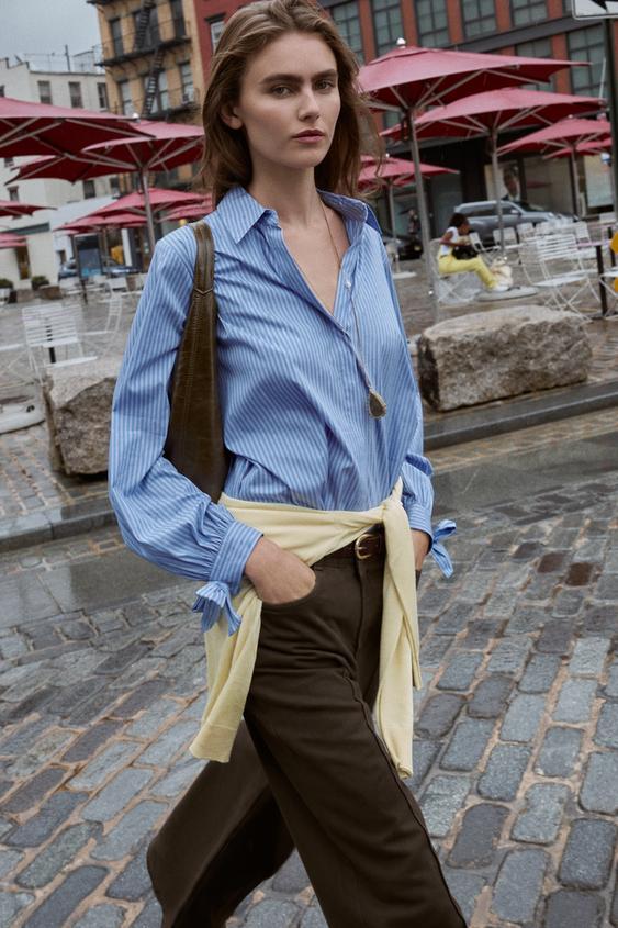 리본 포플린 셔츠