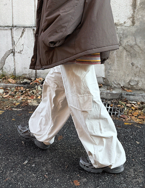 온고 오프 기모 카고팬츠