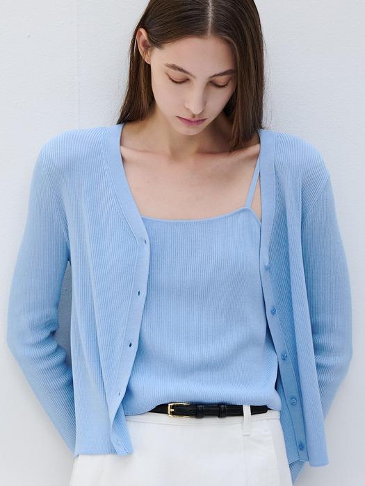 V-neck Cardigan & Sleeveless Top Set_9color