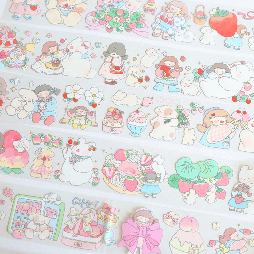 하하데이 딸기 & 복숭아 마스킹테이프 10m 귀여운캐릭터 종이 마테