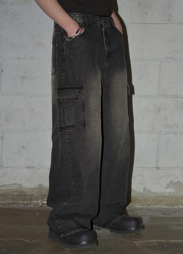 Hooked Cargo Denim Pants [VINTAGE BLACK]