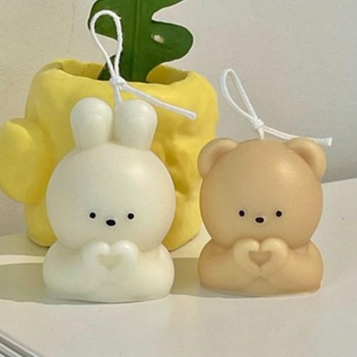 [라이트업 스튜디오] 손하트 곰돌이 토끼 캔들