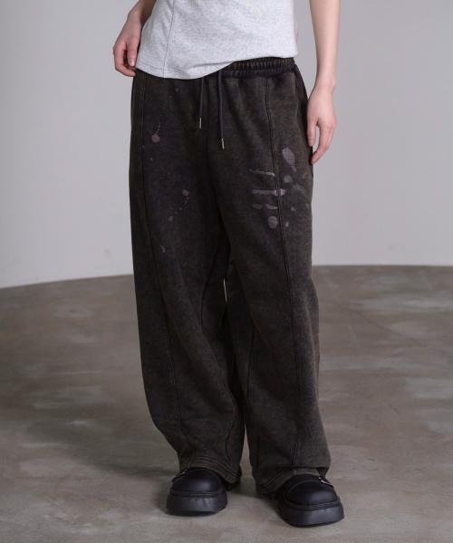 97 PAINTED WASHED PANTS BLACK