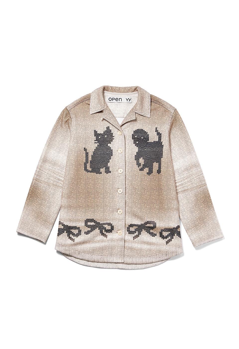 PET CLUB GRAPHIC PAJAMA SHIRT, BEIGE