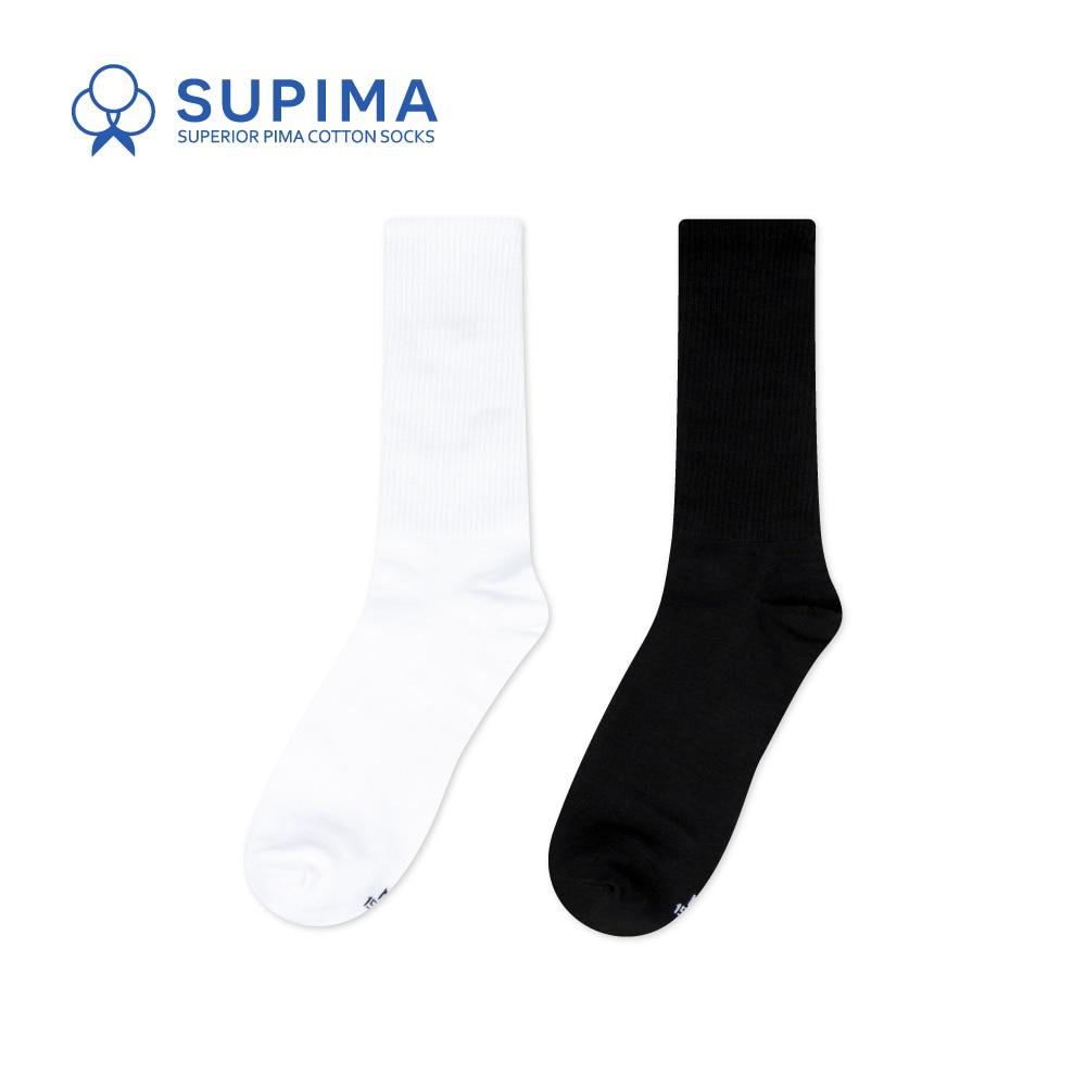 [6PACK] 1507 모노 트라우져 수피마 코튼 삭스 - 스노우 화이트/블랙