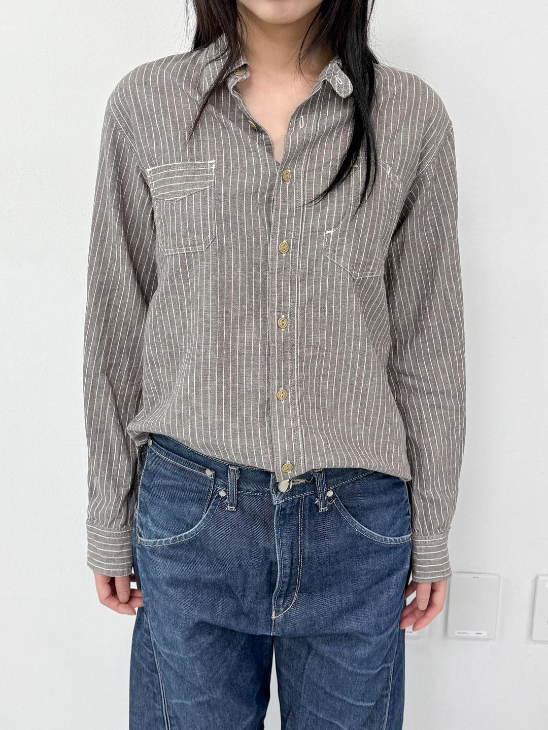 646. Work linen stripe shirts