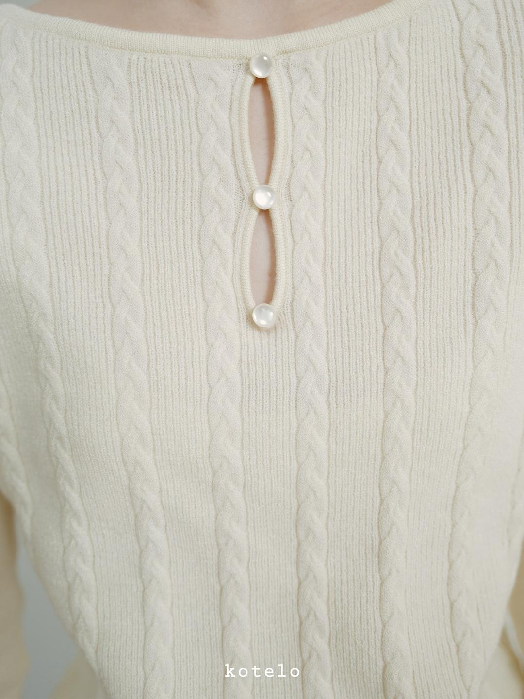 Wool Blended Button Point Pullover - Ivory