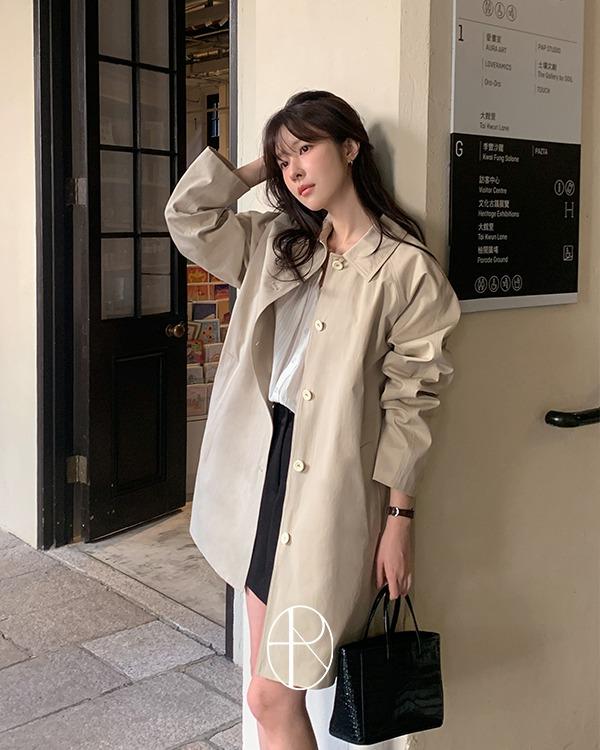 퓨어다 [MADE] 가넷 싱글 하프 트렌치 코트