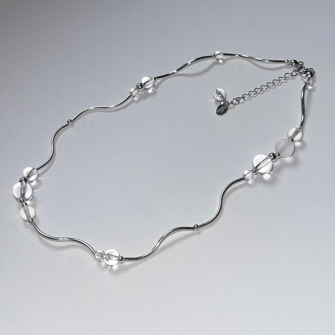 Silver Wave Pipe Quartz Necklace