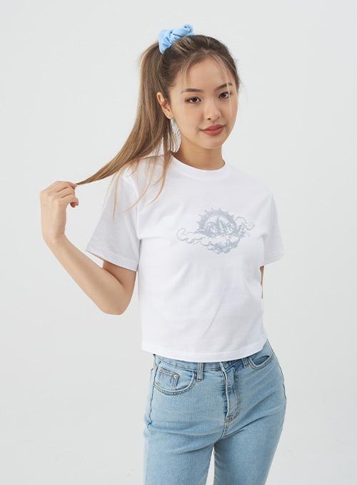 샤넌 프린팅 크롭반팔티 C2605