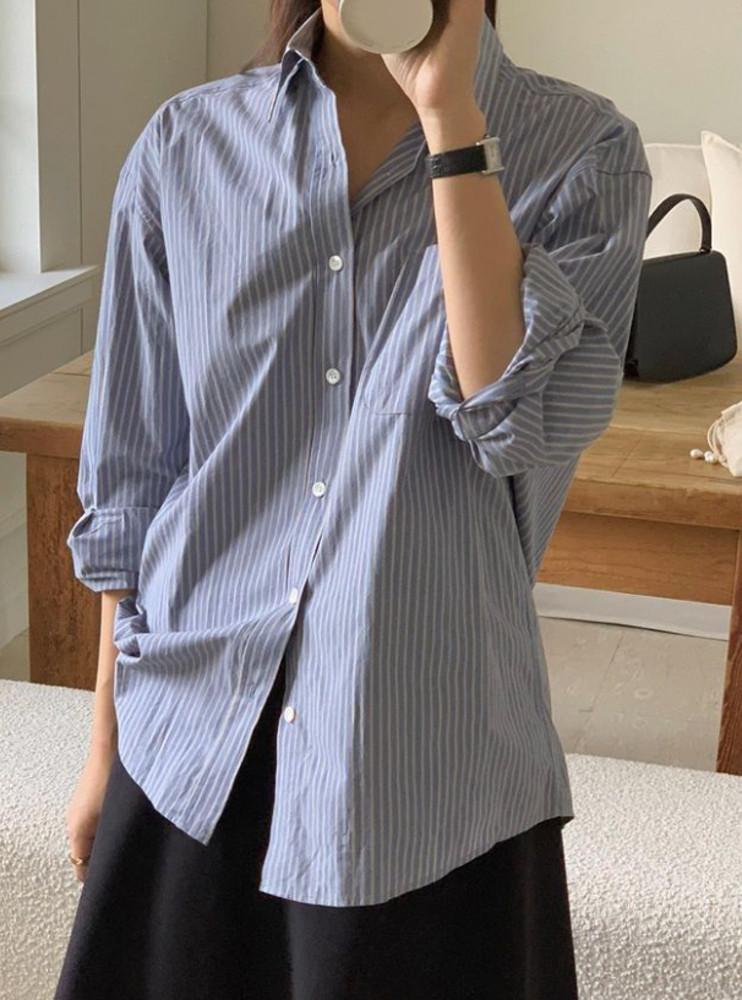 monique 모니크 쿠와무라 원스 셔츠 스트라이프