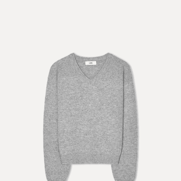Winslo trim panel v-neck sweater melange grey