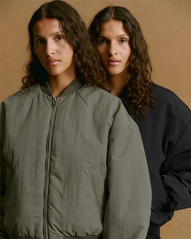 Drop Shoulder Reversible Bomber Jacket - Black/Olive Green - XXS