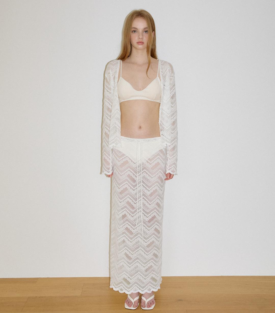 ZIGLACE LAYERED LONG SKIRT_WHITE