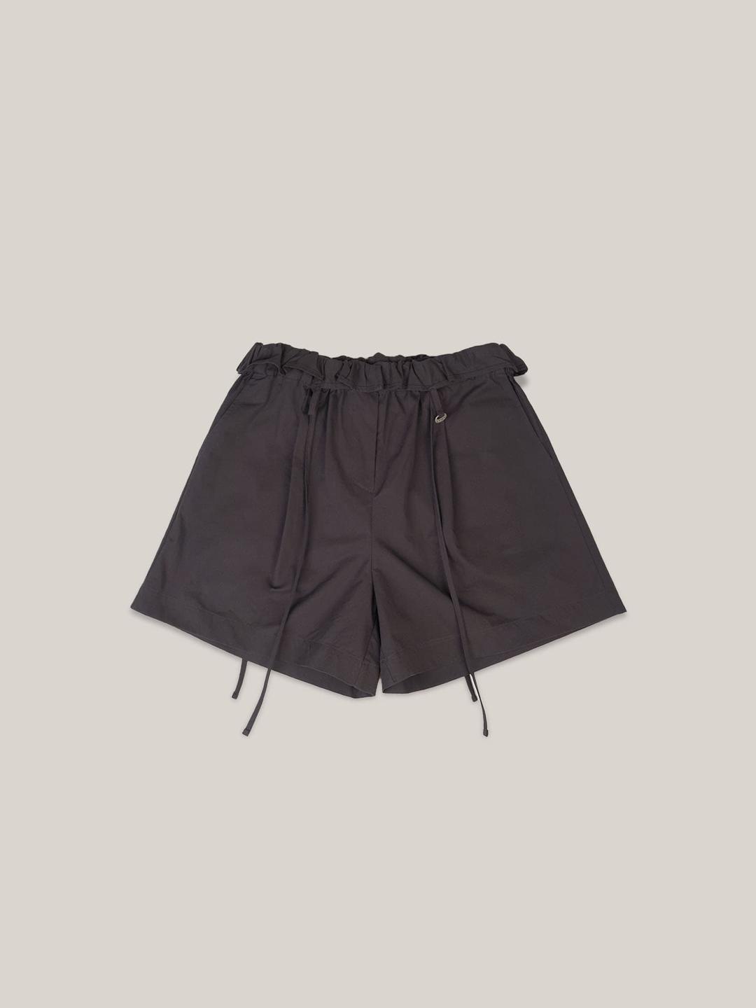RUFFLE STRING PANTS  [ CHARCOAL ]