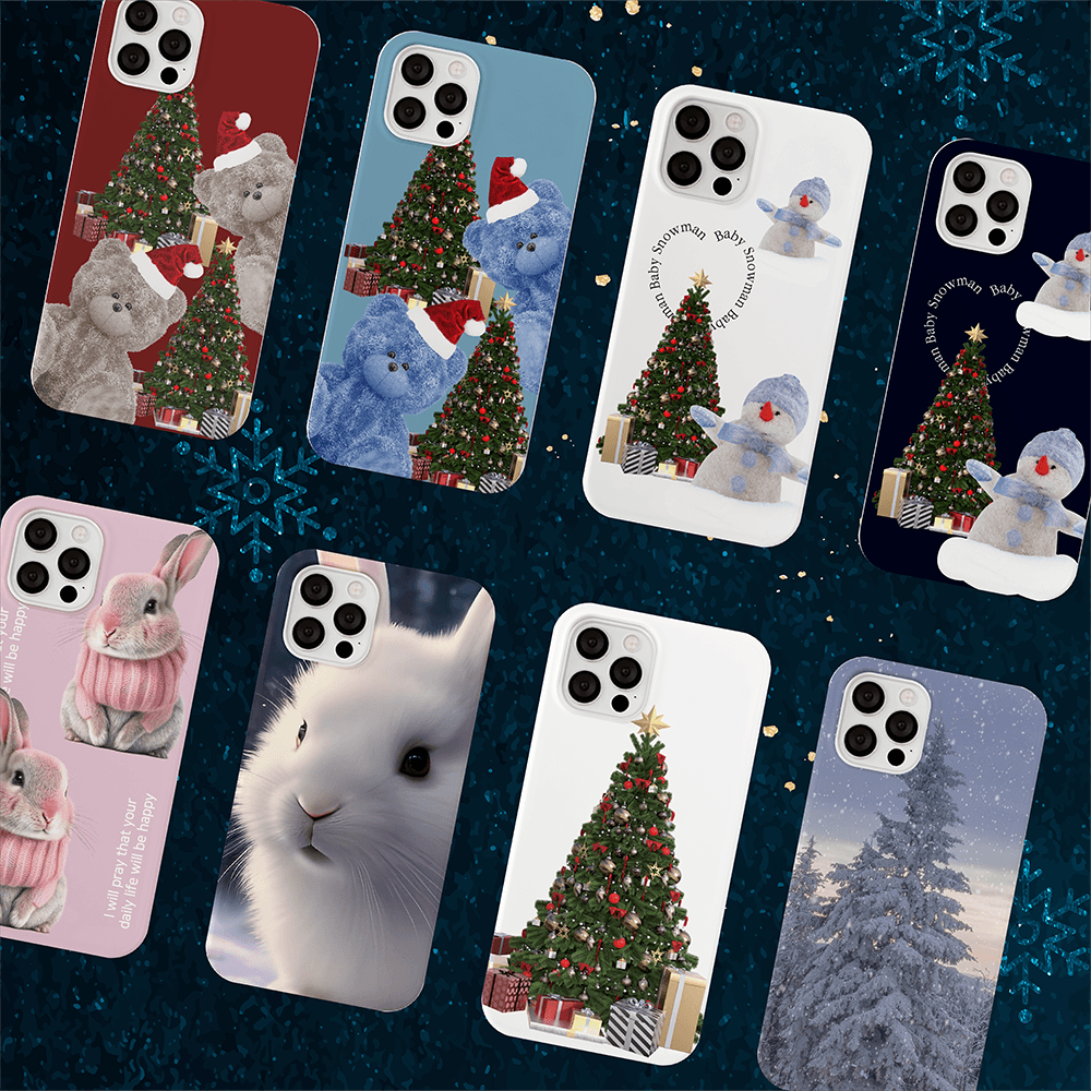 [1+1] [케이스+그립톡] 겨울 모음전 [크리스마스 윈터 시리즈 하드 아이폰 15 13 13 12 pro]