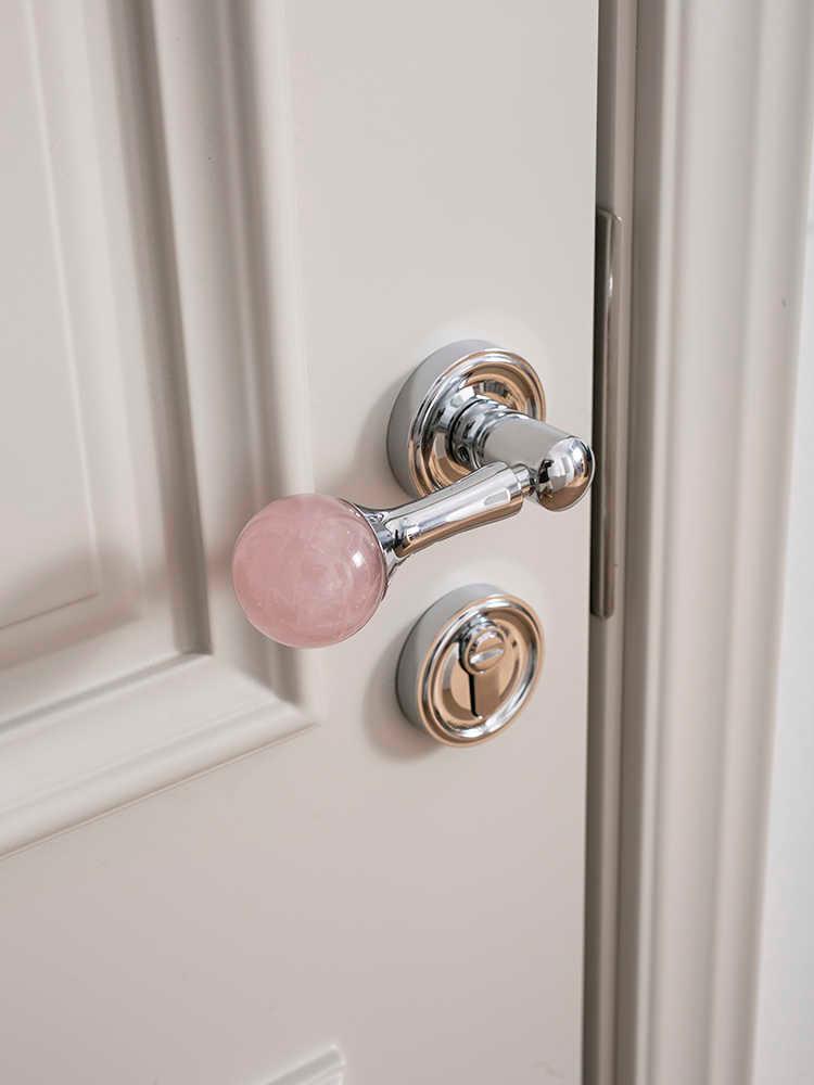 북유럽 럭셔리 RUX 핑크 천연석 실버 2단 방문 손잡이 가구 손잡이 인테리어 A