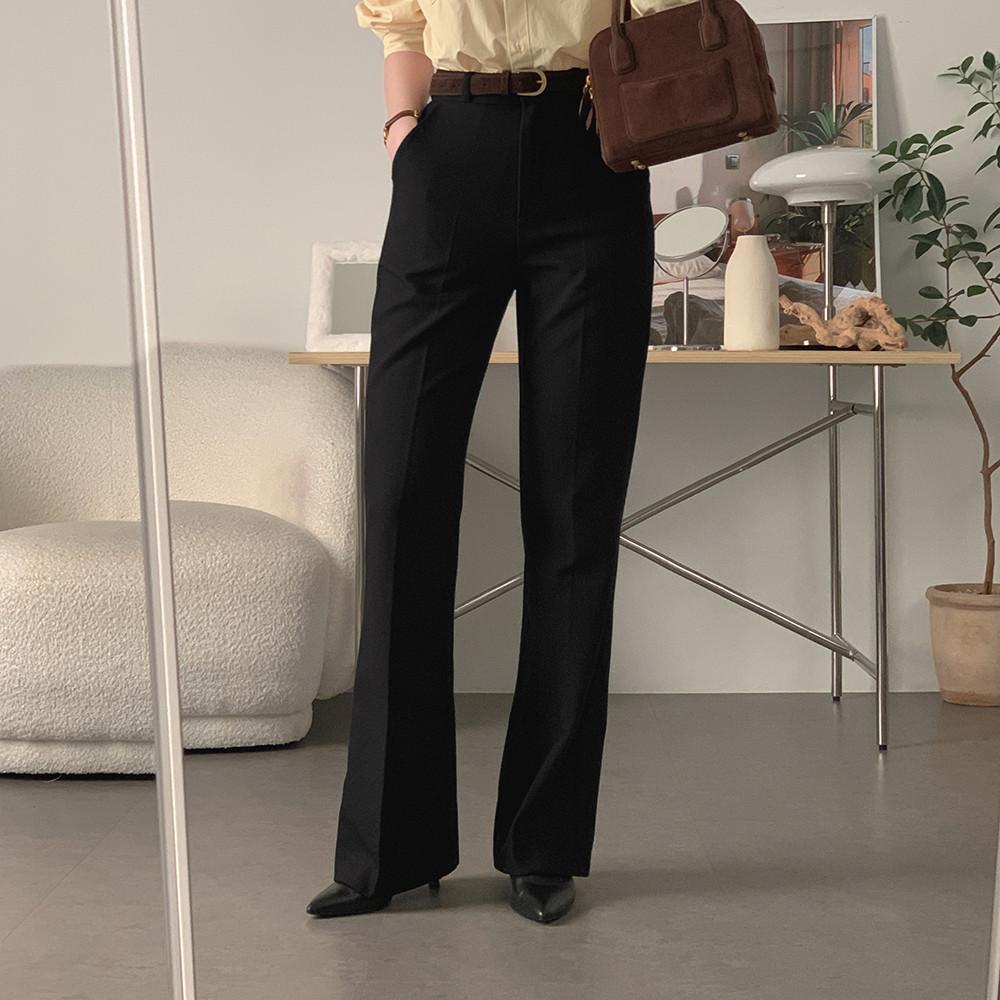 (자체제작) 브뤼셀 겨울 릴렉스드-플레어 트라우저 (블랙)