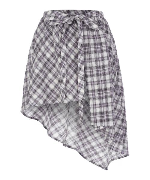 UNBALANCE WRAP CHECK SKIRT PURPLE BR2WS003