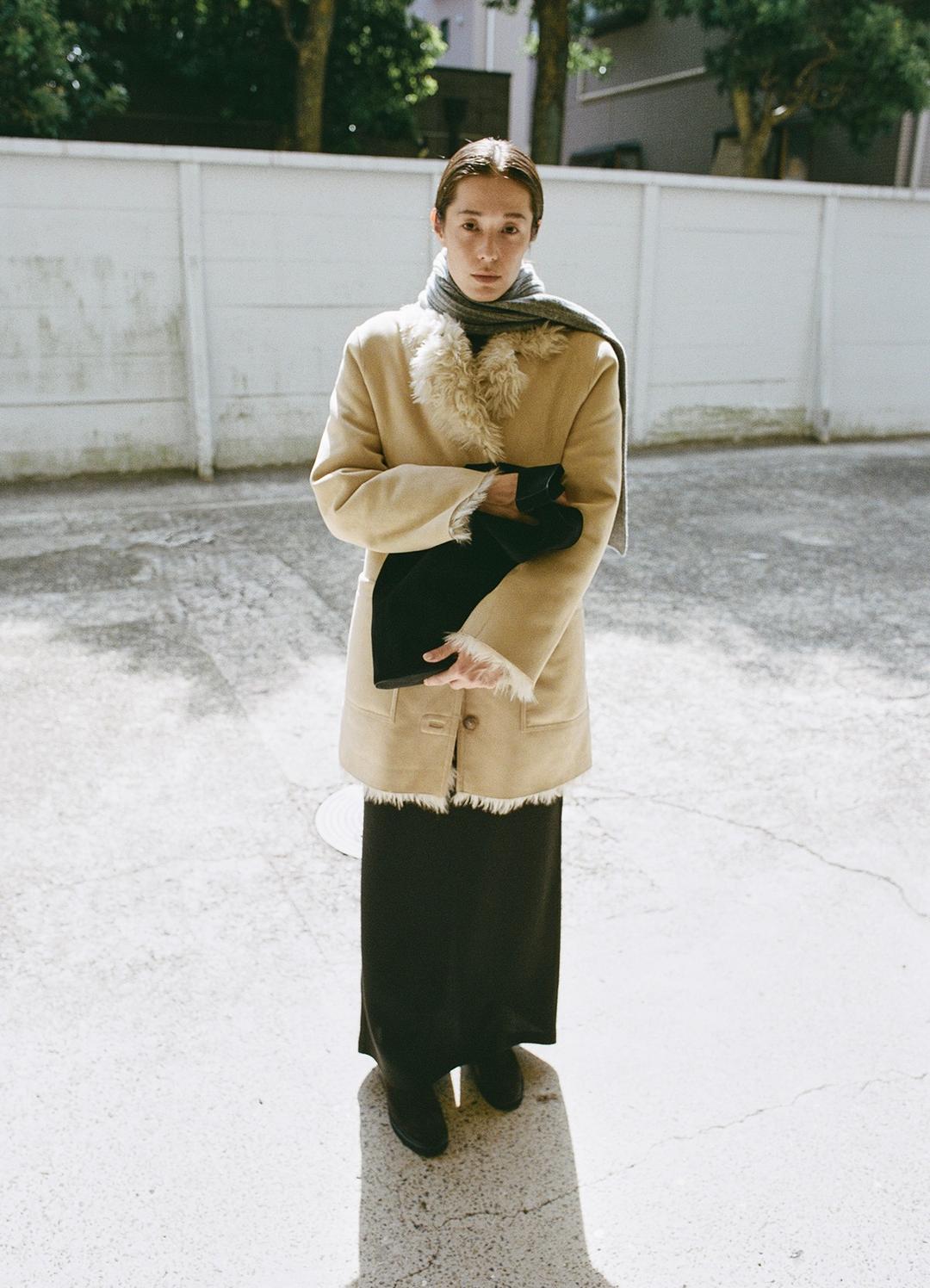 [2nd] Layered Shearling Jacket / Beige