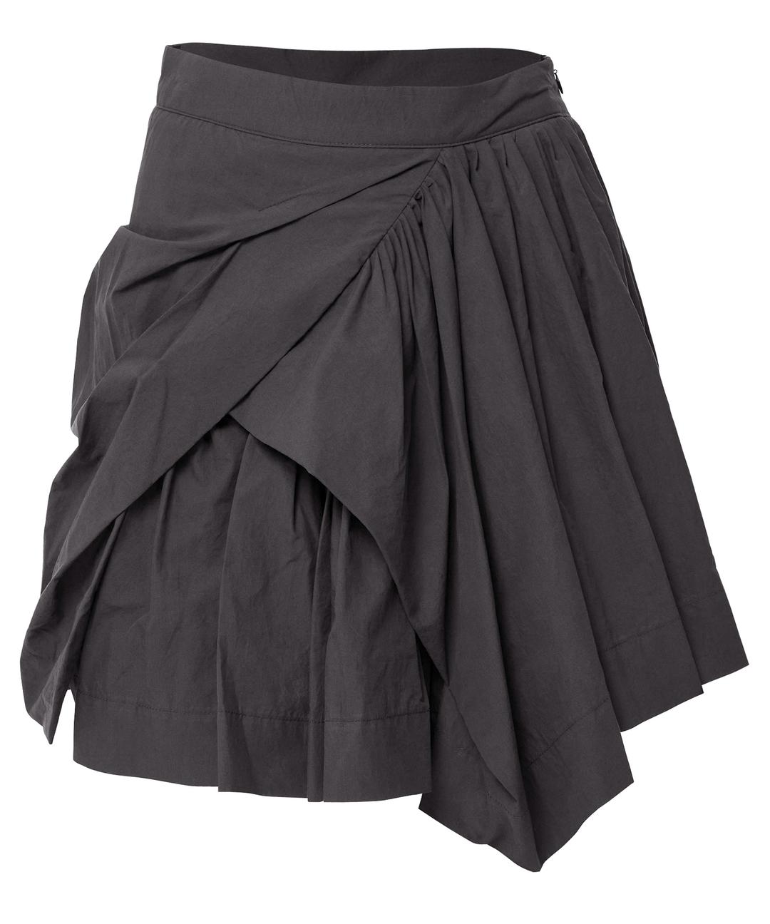 Asymmetrical Draped Layered Skirt (FL-252_Charcoal)